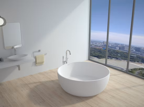 浴室の浴槽固体表面の浴槽自立型バスは黒と白をカスタマイズしました