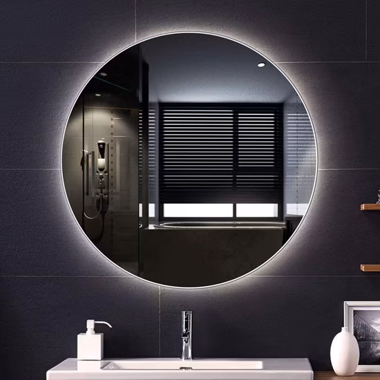 Ortonbath 不規則な装飾フレームレス壁掛けミラー LED ライトタッチセンサースイッチバックライト付きスマートバスルーム LED 化粧台バス化粧鏡